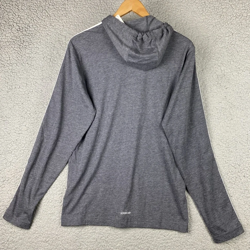 Adidas Primegreen Aeroready Mens Hoodie Size Small Gray Lightweight Pullover NWT
